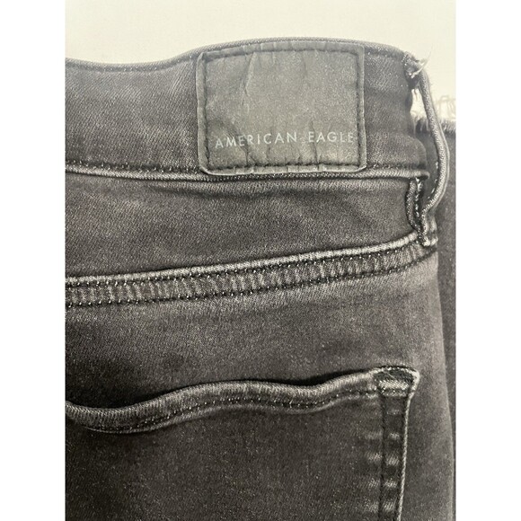 American Eagle Next Level Stretch High Rise Jegging Size 6 Reg Black Frayed Hem - Picture 7 of 9